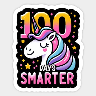 100 days smarter, adorable unicorn Sticker